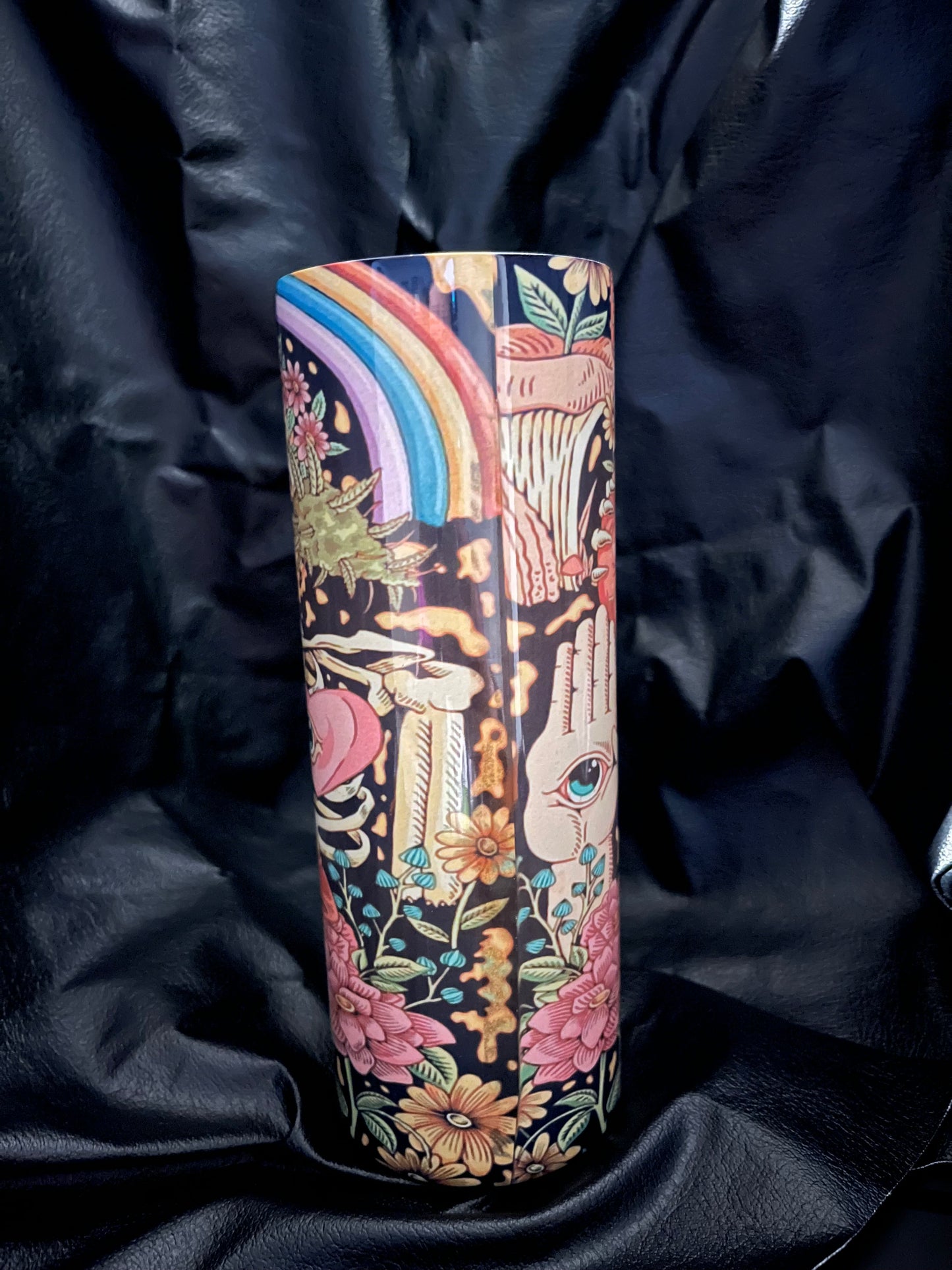 Uniquely designed Trippy Vibes 20oz skinny tumbler