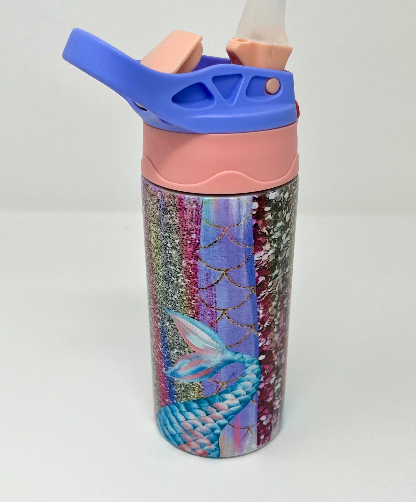 Watercolor Glitter Mermaid Tails 12oz Insulated Kids Travel Tumbler