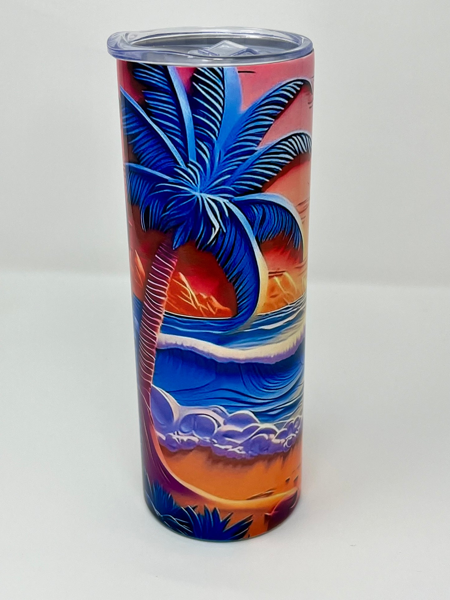 Beach and Palm Tree 20oz Skinny Tumbler