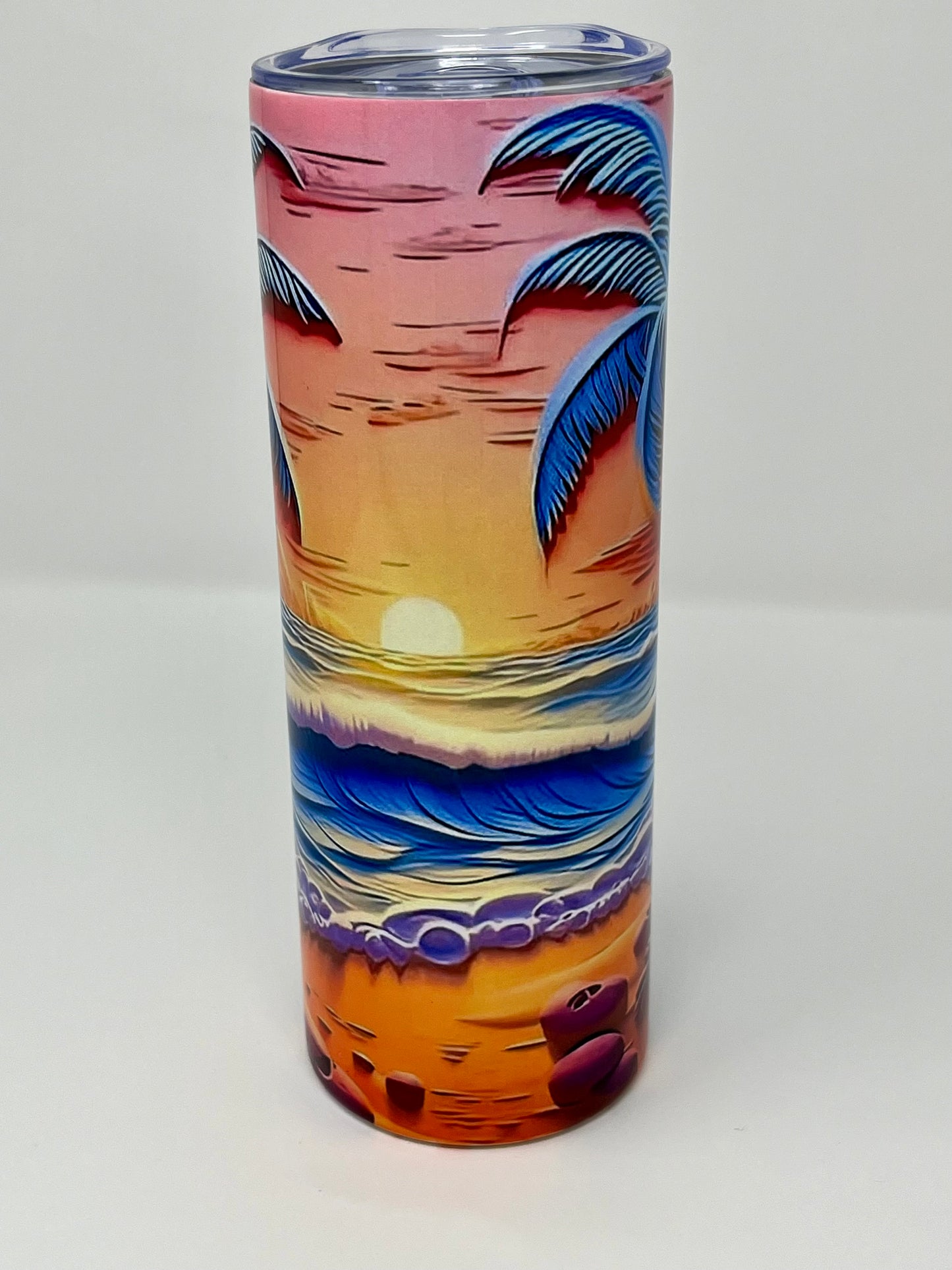 Beach and Palm Tree 20oz Skinny Tumbler