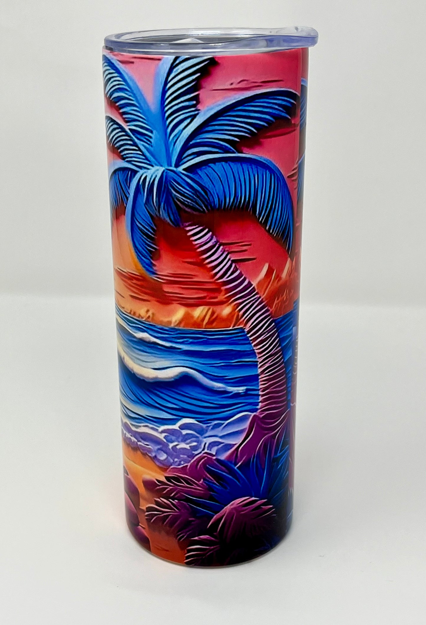 Beach and Palm Tree 20oz Skinny Tumbler