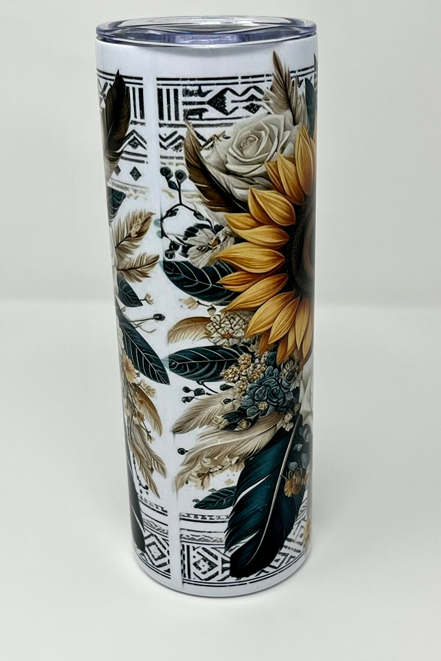 Skulls Sunflowers and Dreams 20oz Skinny Tumbler