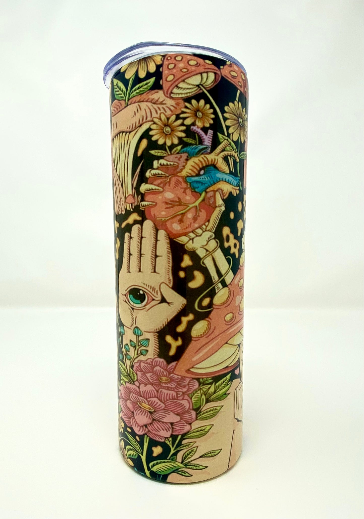 Uniquely designed Trippy Vibes 20oz skinny tumbler