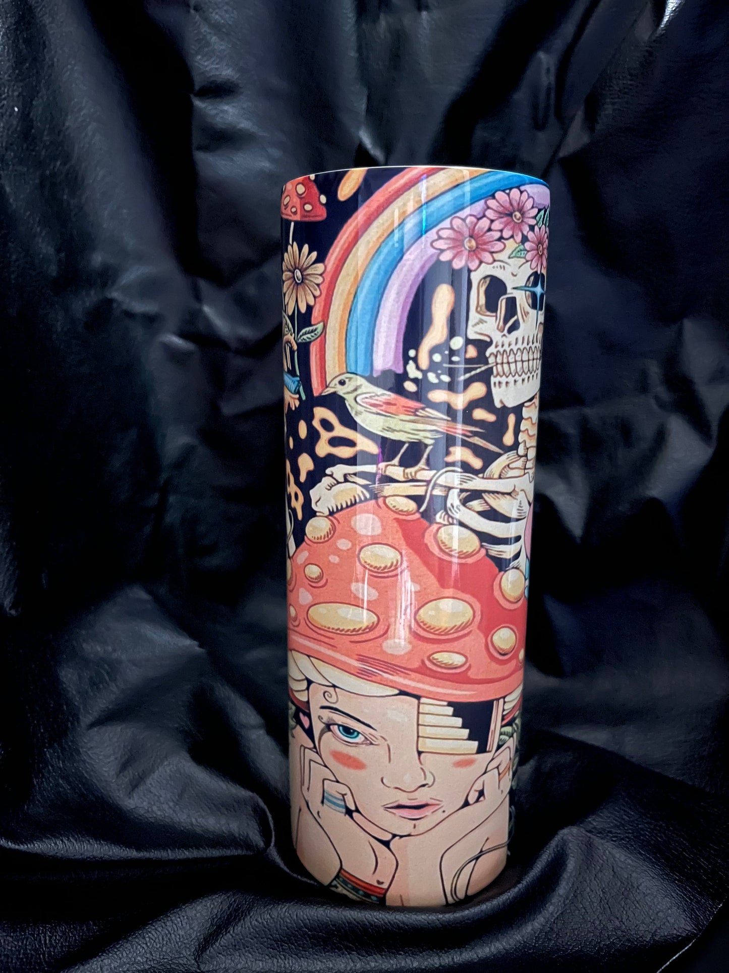 Uniquely designed Trippy Vibes 20oz skinny tumbler