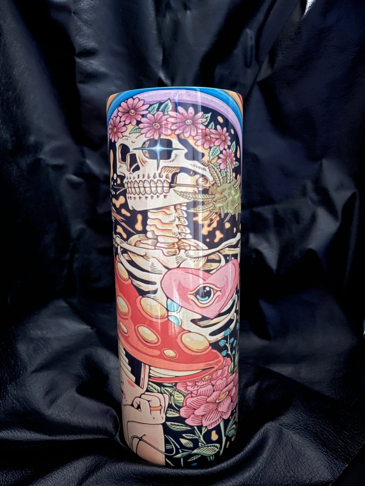 Uniquely designed Trippy Vibes 20oz skinny tumbler