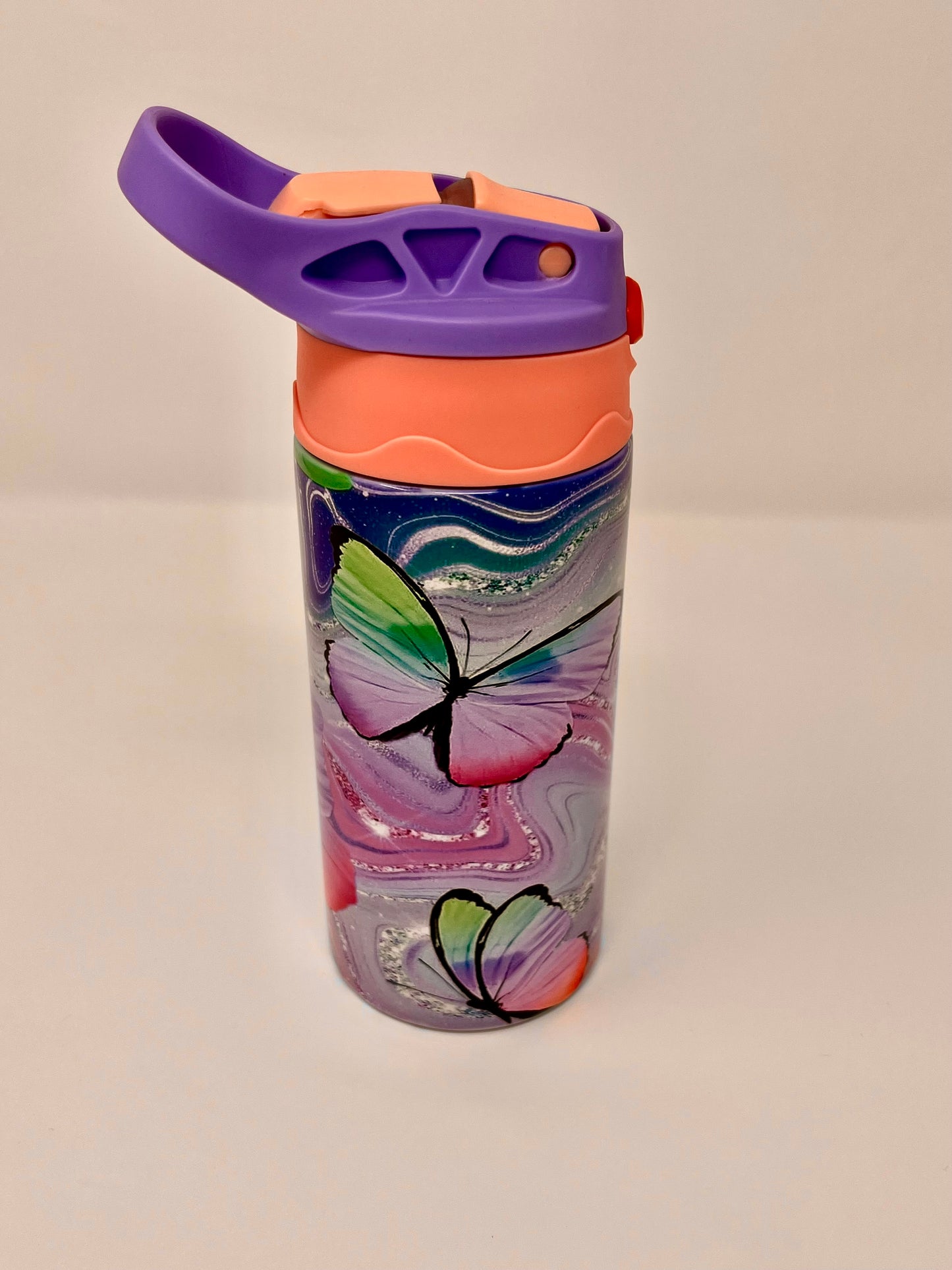 Glitter Butterflies 12oz Insulated Kids Travel Tumbler