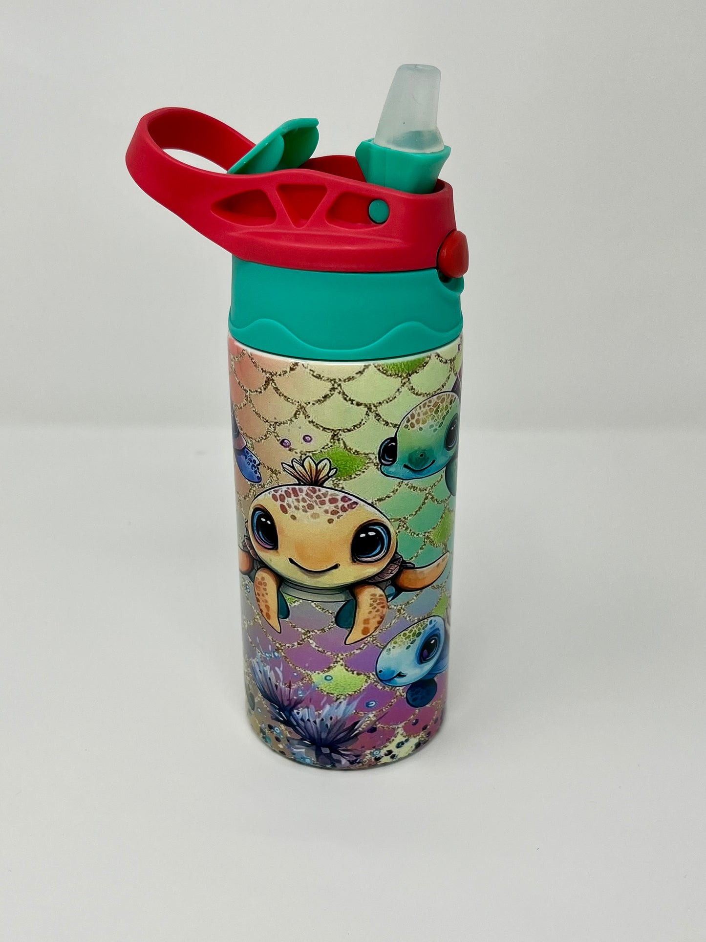 Glitter Baby Sea Turtles 12oz Insulated Kids Travel Tumbler