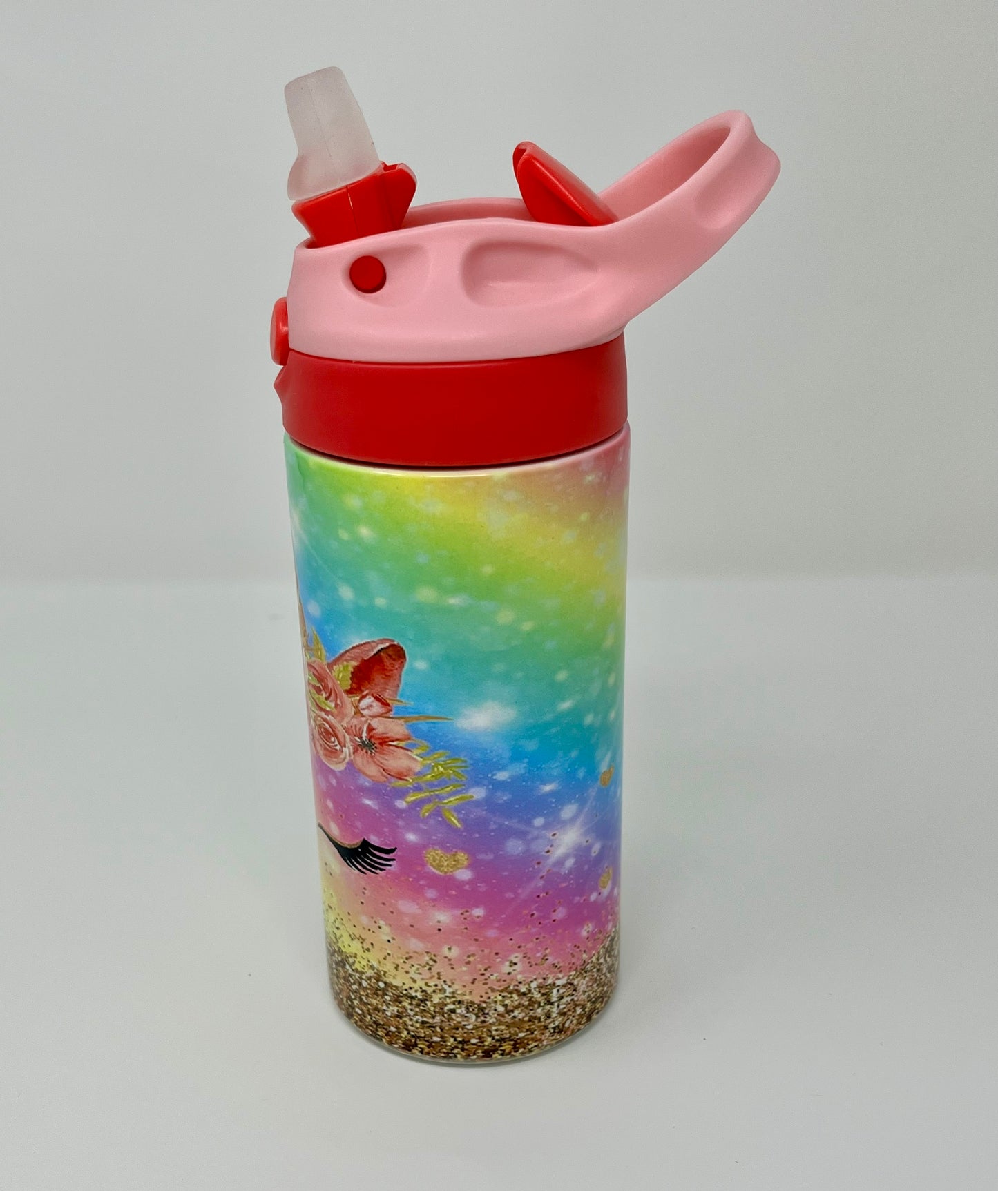 Rainbow Glitter Unicorn Lashes 12oz Insulated Kids Travel Tumbler
