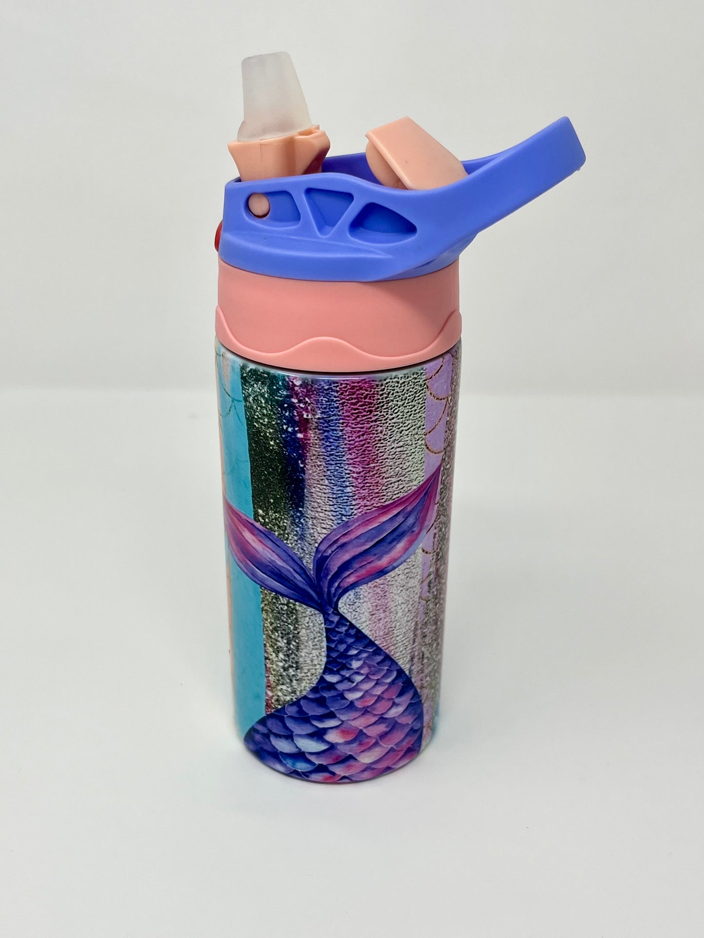 Watercolor Glitter Mermaid Tails 12oz Insulated Kids Travel Tumbler