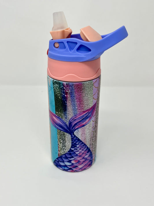Watercolor Glitter Mermaid Tails 12oz Insulated Kids Travel Tumbler