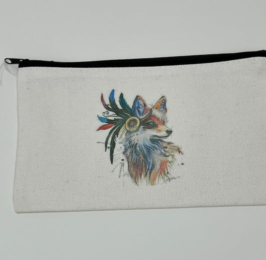 Watercolor Fox Grab and Go Zipper Bag