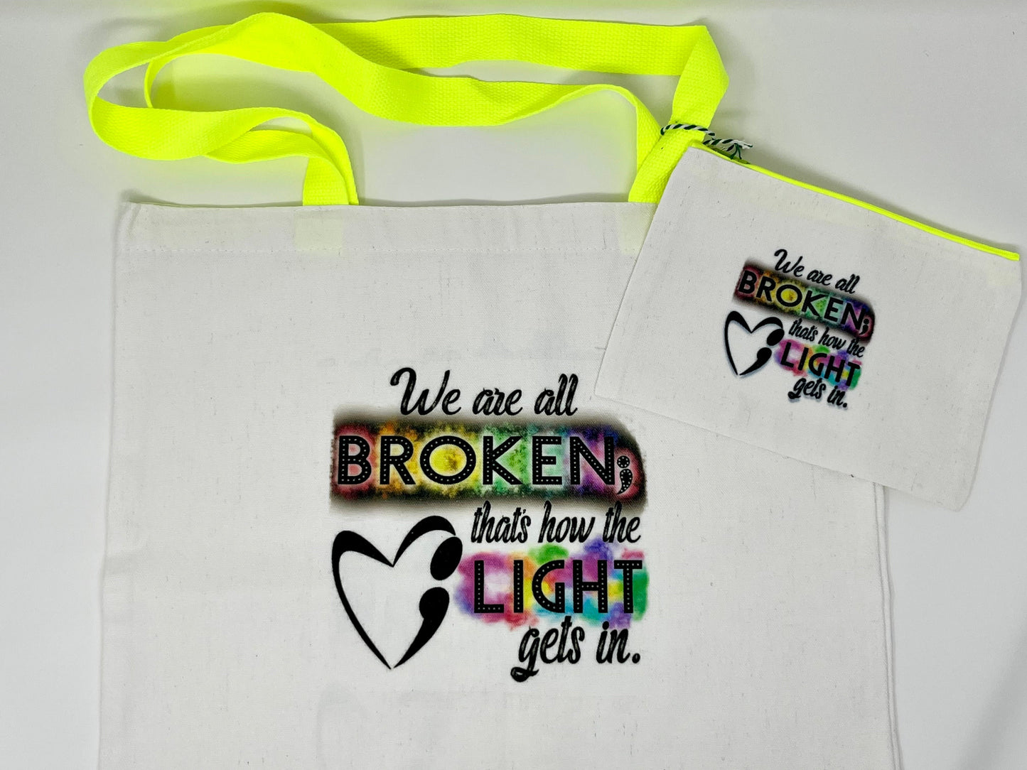 We are All Broken Tote Bag and Travel Bag set
