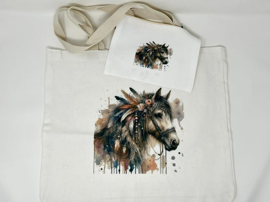 Horse Tote Bag and Travel Bag set