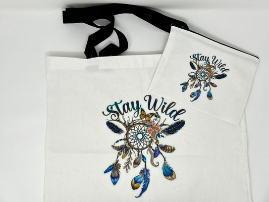 Stay Wild Tote and travel Bag Set