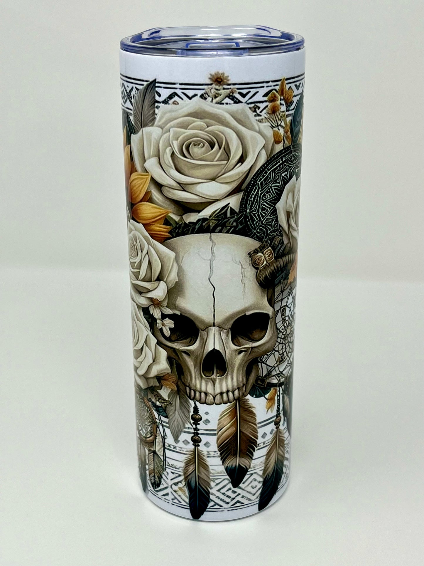 Skulls Sunflowers and Dreams 20oz Skinny Tumbler